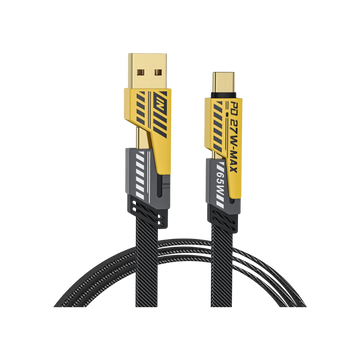 The New India Quad Max 4 in 1 Metal Flat Braided Cable (Grey)